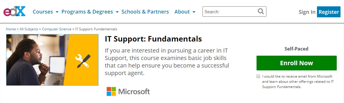 Microsoft IT Support Fundamentals it support specialist
