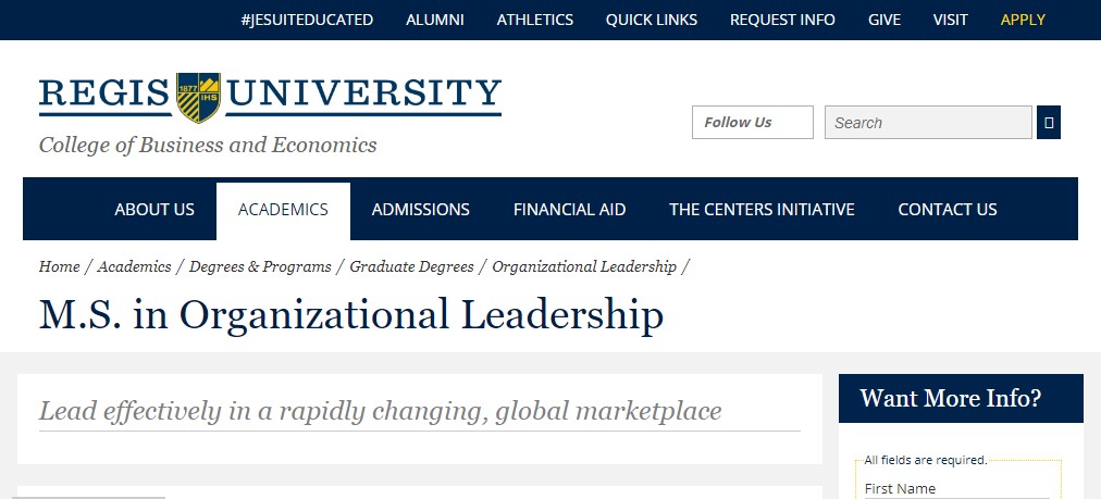 Regis University Organizational Leadership