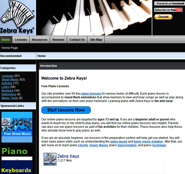 Screenshot of the Zebra Keys Main Page