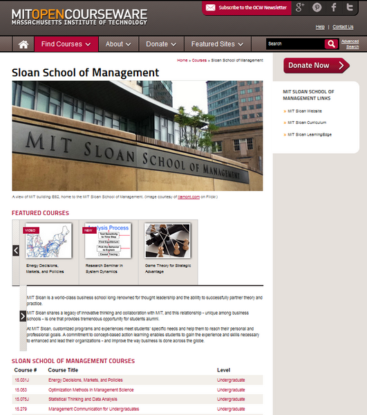 Screenshot of the MIT Leadership page