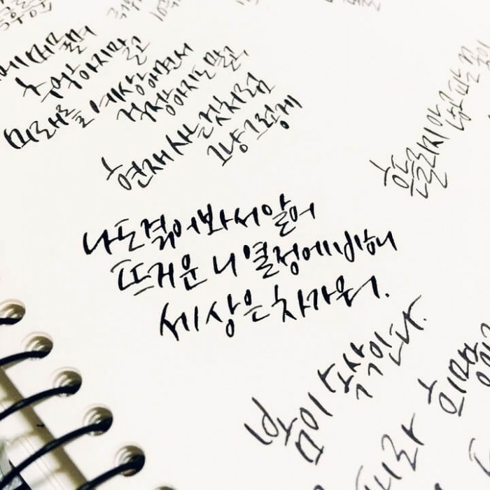 page with korean hand writing