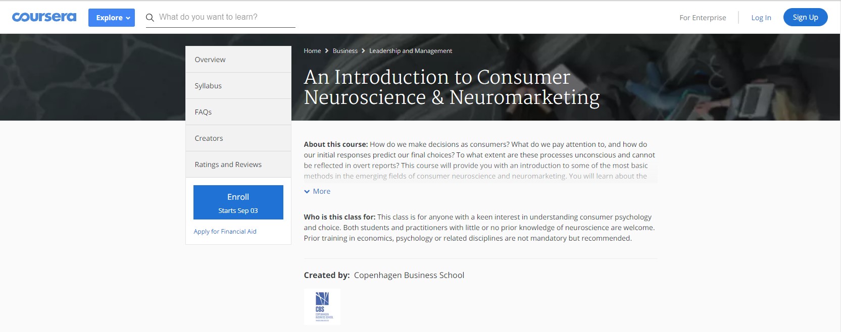 Coursera An Introduction to Consumer Neuroscience & Neuromarketing neuroeconomics