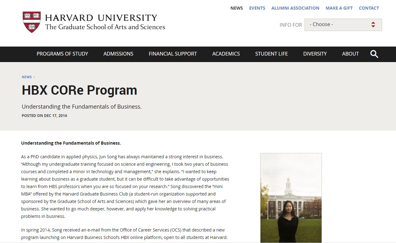 Harvard University – CORe Program for business statistics online courses