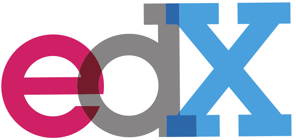 pink, grey and blue edX logo
